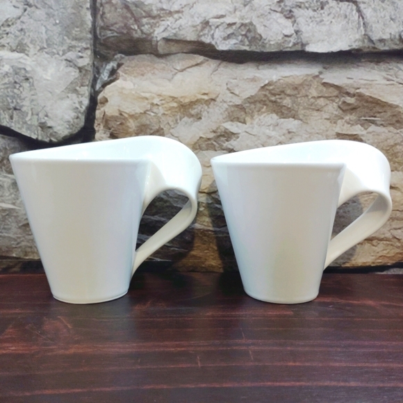 Villeroy & Boch Mugs New Wave 1748 Design Luxembourg Swirl Handle Fine China - Picture 1 of 13
